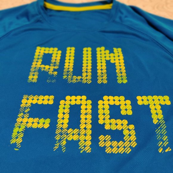 "RUN FAST" Pro Touch Dry-Plus T-Shirt Blue, Large - Picture 2 of 13
